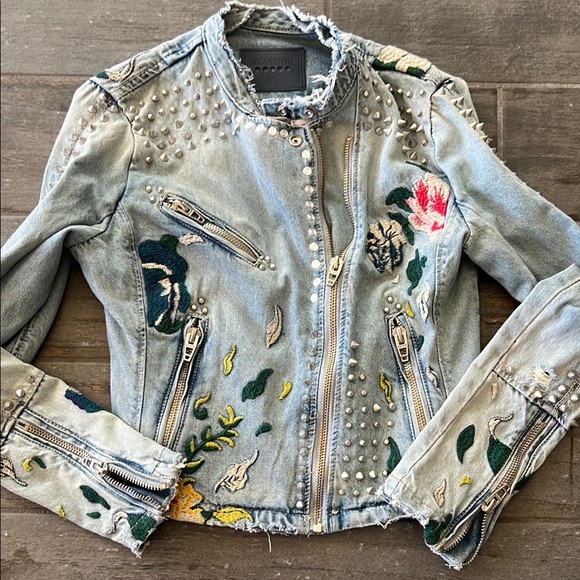 Blank NYC Floral Embellished Jean Jacket - Picture 1 of 4